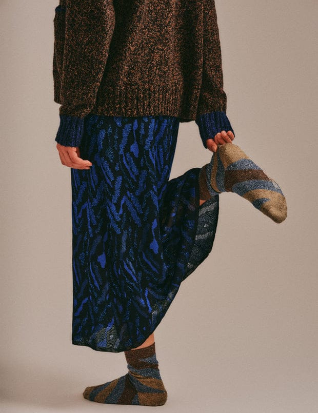 Serora Sparkly Stripe Sock Bronze Tweed Genevieve Sweeney