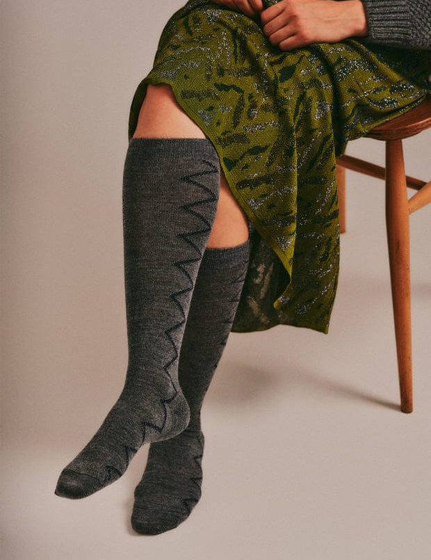 Sia Merino Knee High Socks Dark Grey Genevieve Sweeney