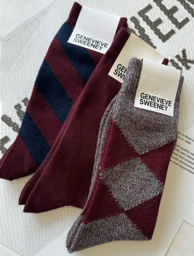 Sock Gift Set Sartorial Stripe Burgundy Genevieve Sweeney