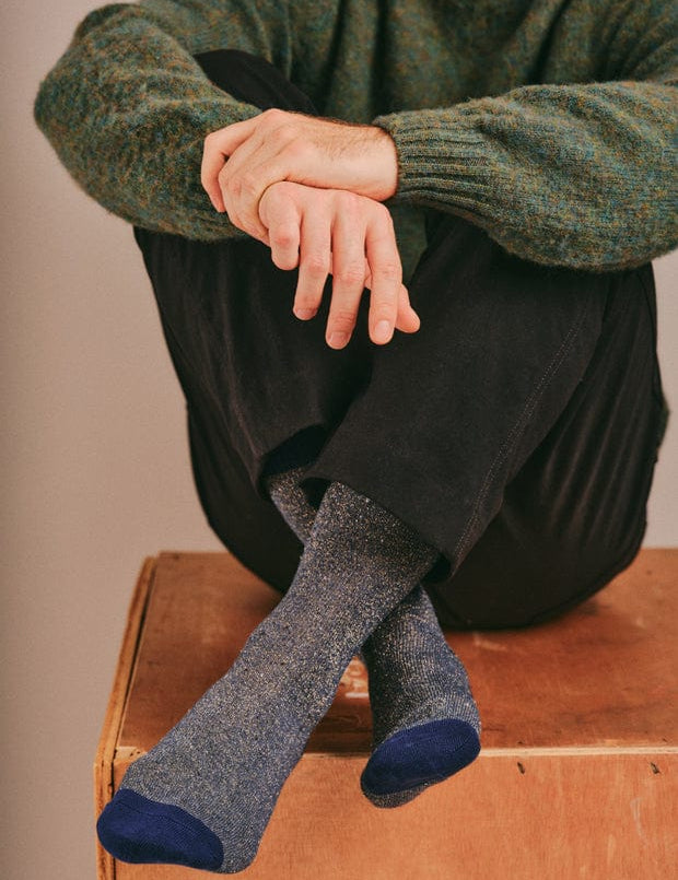 Solline Sparkly Sock Silk Tweed Denim Blue Genevieve Sweeney