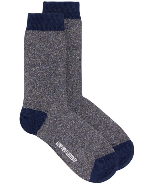 Solline Sparkly Sock Silk Tweed Denim Blue Genevieve Sweeney