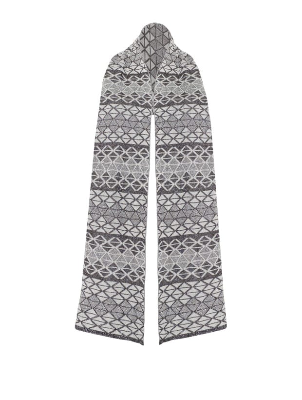 Geometric Sparkly Viscose Cotton Scarf Khaki Genevieve Sweeney