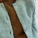 Lenzie Brushed Wool Cardigan Celadon Green Genevieve Sweeney