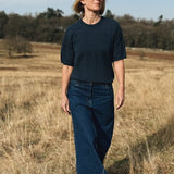 Quin Merino Wool Knitted T-shirt Indigo Genevieve Sweeney