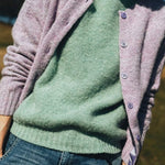 Lenzie Brushed Wool Cardigan Lilac Heather- Preorder Genevieve Sweeney
