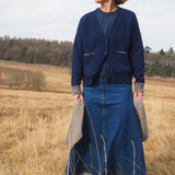 Lea Cardigan Textured Lambswool Navy Genevieve Sweeney