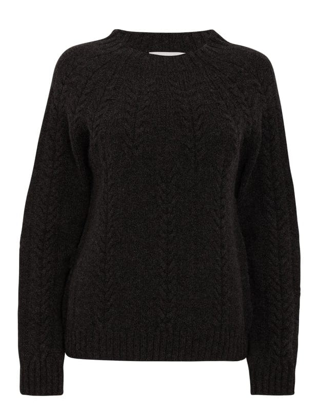 Wroxton Cable Lambswool Sweater Charcoal Genevieve Sweeney