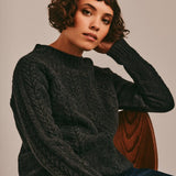 Wroxton Cable Lambswool Sweater Charcoal Genevieve Sweeney