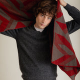 Geometric Lambswool Blanket Scarf Red - Preorder