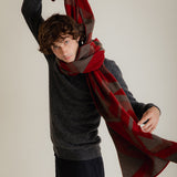 Geometric Lambswool Blanket Scarf Red - Preorder