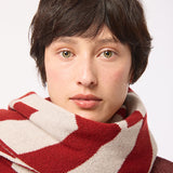 Geometric Lambswool Blanket Scarf Red