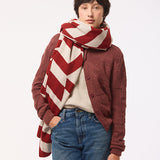 Geometric Lambswool Blanket Scarf Red