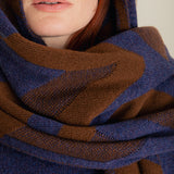 Geometric Lambswool Blanket Scarf Ink Blue - Preorder