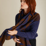 Geometric Lambswool Blanket Scarf Ink Blue - Preorder