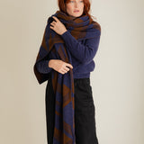 Geometric Lambswool Blanket Scarf Ink Blue - Preorder