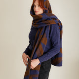 Geometric Lambswool Blanket Scarf Ink Blue - Preorder