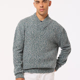 Hadham Lambswool Shawl Neck Sweater Grey Marl