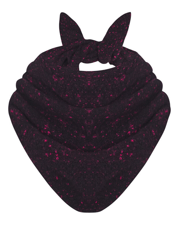 Lambswool Cashmere Tweed Triangle Scarf Black Pink
