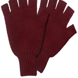 Fingerless Lambswool Gloves Red
