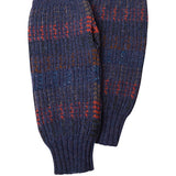 Fingerless Lambswool Stripe Wrist Warmers Ink Blue