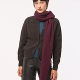 Lambswool Moss Stitch Pointelle Scarf Burgundy Marl