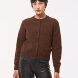 Lenzie Brushed Wool Cardigan Coffee Brown