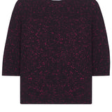 Maud Lambswool Cashmere Knitted T-shirt in Black Pink Tweed