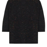 Maud Lambswool Cashmere Knitted T-shirt in Black Tweed
