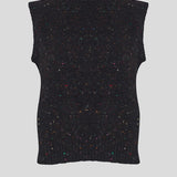 Maud Lambswool Cashmere Knitted Vest in Black Tweed