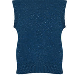 Maud Lambswool Cashmere Knitted Vest in Teal Blue Tweed