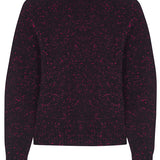 Maud Lambswool Cashmere V-neck Sweater in Black Pink Tweed