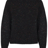 Maud Lambswool Cashmere Sweater in Black Tweed