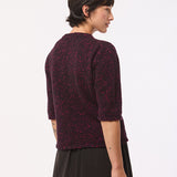 Maud Lambswool Cashmere Knitted T-shirt in Black Pink Tweed