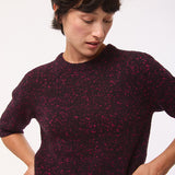 Maud Lambswool Cashmere Knitted T-shirt in Black Pink Tweed