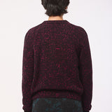 Maud Lambswool Cashmere V-neck Sweater in Black Pink Tweed