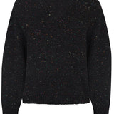 Maud Lambswool Cashmere V-neck Sweater in Black Tweed