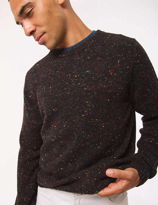 Mauden Lambswool Cashmere Sweater Black Tweed