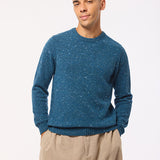 Mauden Lambswool Cashmere Sweater Teal Blue Tweed