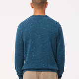 Mauden Lambswool Cashmere Sweater Teal Blue Tweed
