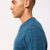 Mauden Lambswool Cashmere Sweater Teal Blue Tweed