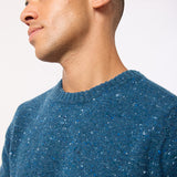 Mauden Lambswool Cashmere Sweater Teal Blue Tweed