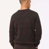 Mauden Lambswool Cashmere V-neck Sweater Black Tweed