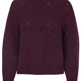 Mora Chunky Lambswool Moss Stitch Sweater Burgundy Marl