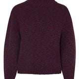 Mora Chunky Lambswool Turtleneck Sweater Burgundy Marl