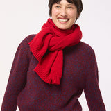 Pointelle Diamond Cashmere Scarf Bright Red
