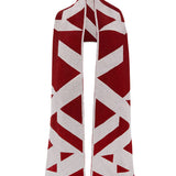 Geometric Lambswool Blanket Scarf Red