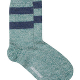 Salpaka Merino Wool Alpaca Marl Stripe Socks Jade Green