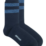 Samar Merino Wool Stripe Sock Navy Blue Marl