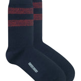 Samar Merino Wool Stripe Sock Navy Red Marl