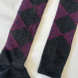 Saryl Merino Argyle Knee High Sock Charcoal